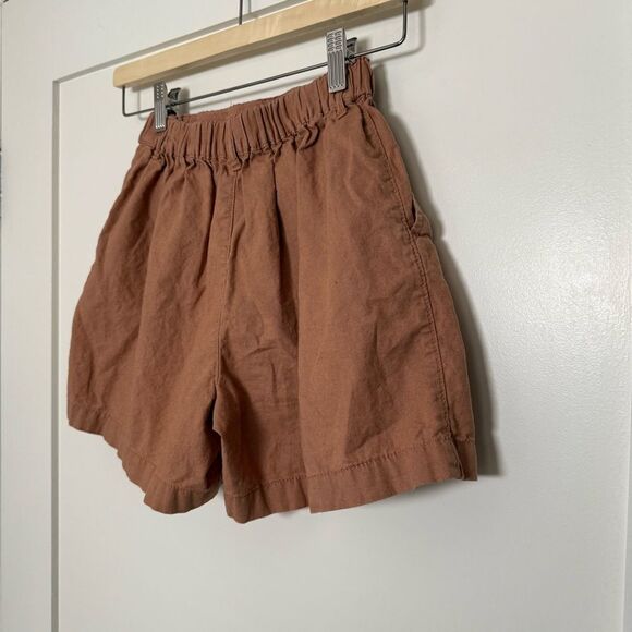Uniqlo Shorts Girls 9-10 Years Brown Pull On Elastic Waist Linen Blend Summer - Picture 5 of 12